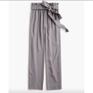 J. Crew Point Sur High Rise Wide Leg Paperbag Pants in Light Gray | 8p